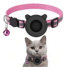 iDestry Coleira para Gatos com Suporte para Air Tag, Capa Protetora para Orelhas de Gato, Coleira com Sino Refletivo, Destacável para Air Tag, Adequada para Gatos Machos e Fêmeas, Capa Protetora para Rastreador GPS, Coleira Ajustável. Air Tag não incluso. - Multicolorido - Ver 1