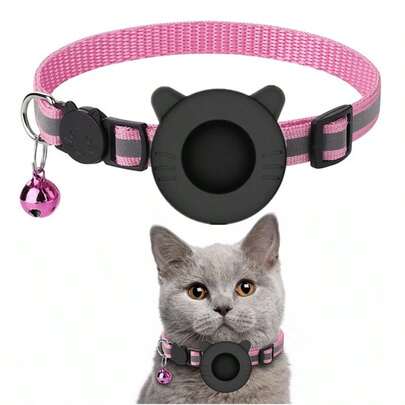 iDestry Cat Collar With Air Tag Holder, Cat Ear Protective Case, Reflective Bell Cat Collar, Detachable For Airtag Cat Collar, Suitable For Boys, Girls, Cats, GPS Tracker Protective Case, Adjustable Cat Collar. Air Tag Not Included