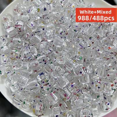 Yiwu Qiyou Accessories Co., LTD 988/488pcs 9mm Transparent Pony Beads, Beads For Jewelry Making, Pony Beads For Crafts, Beading Supplies, Arts & Crafts For Jewelry Making