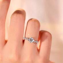 Elegant 925 Sterling Silver Ring, Suitable For Daily Wear And Gift Occasions, Valentine's Jewelry, Hollow Twisted Four-Claw Round Engagement Ring - Diamond Ring F - View 5