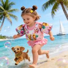 Kids Cartoon Character Swim Vest With Arm Floats - & Cute Water Buoyancy Aid Tool For Beach/Pool - Multicolor - View 6