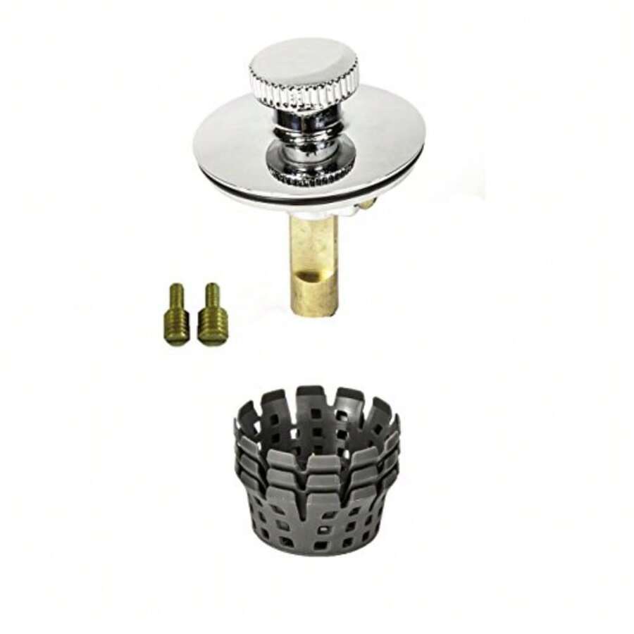 CYPNPF WaterWorks PF0950-CH Universal Lift n Turn Twist Close Bath Tub/Bathtub Drain Stopper includes 3/8" and 5/16" Fittings No Hair Catcher ChromeFashion - 226911898 - Ver 1