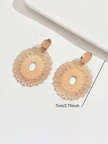 1 Pair Women's Fashionable Geometric Hollow Earrings, Suitable For Daily Wear - Multicolor - View 7