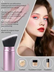1pc Extendable Foundation Makeup Brush, Soft Bristles, Easy To Apply,Giveaways - Pink - View 5