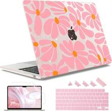 For MacBook Air 13.6 Inch Case A3240 M4 A3113 M3 A2681 M2 With Retina Dispaly, 2025 2024 2023 2022 Release, Plastic Hard Shell Case With Screen Protector & Keyboard Cover, Chalk Pink Bow - 酷炫的花朵 - 查看 12
