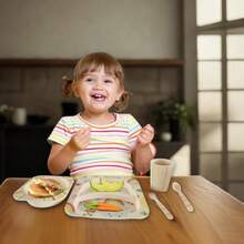 CYPNSet de Vajilla Infantil 5 Piezas Plato Tazón Vaso Cuchara y Tenedor Colorido y . Sin BPA Apto Lavavajillas Ideal para Bebés y Niños Pequeños. Diseño ArcoirisFashion - 227666811 - Ver 5