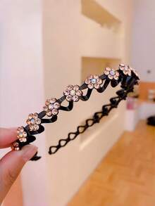 4 pezzi Elegante fascia per capelli/cerchietto decorato con fiori in strass antiscivolo, adatto per ragazze - Accessori per capelli decorativi floreali - Adatto per uso quotidiano, feste e occasioni speciali - Multicolore - Visualizzare 12