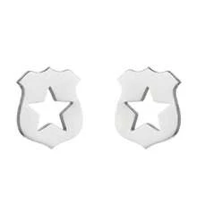 1 Pairs Shield Star Stud Earrings With A Hollowed-Out Five-Pointed Star Pattern, Suitable For Daily Wear Or To Pair With Casual And Street Style Clothing - GED437 - View 1