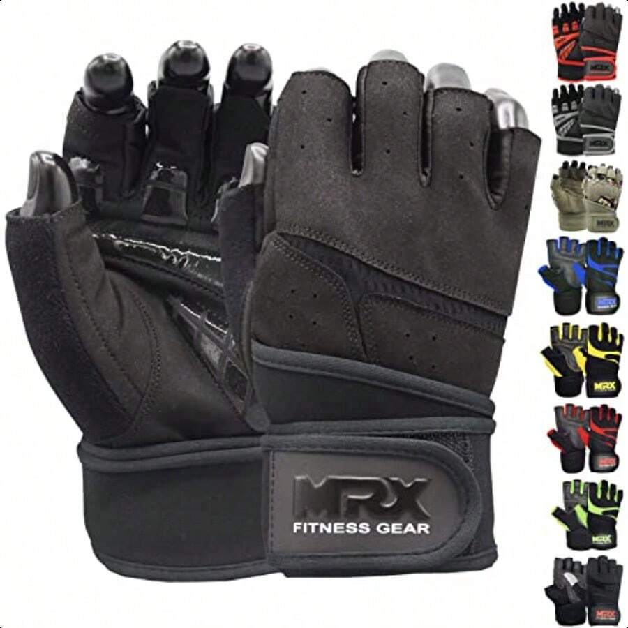 ccMRX Weightlifting Gloves for Men Workout Gloves Mens Wrist Support Lifting Gloves Male Gym Gloves Workout Gym Accessories for Men Weight Lifting Fingerless Gym Exercise for Powerliftingnn - Negro2627 - Ver 1