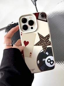 1pc Fashionable & Unique Star, Billiard, Poker Pattern Liquid Soft Edge Phone Case, Compatible With IPhone 16/16Pro/16Plus/15/15ProMax/15Pro/11/12/13/14ProMax/11Pro/11ProMax/12Pro/12ProMax/13Pro/13ProMax/14Pro/14ProMax, Creative Premium Design - Multicolor - View 2