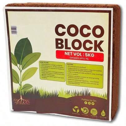 COCO BLOCK 5kg (70L) COCONUT FIBRE REPTILE FRIENDLY PLANTING COCO SOIL PH STABLE GROWING COMPOST HIGH MOISTURE RETENTION HEALTHY AERATION