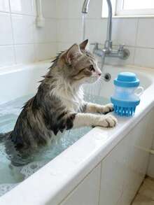 宠物沐浴按摩杯 - 带柔软硅胶凸点 - 便携式宠物清洁刷 - 必备宠物沐浴工具 - 彩色 - 查看 3