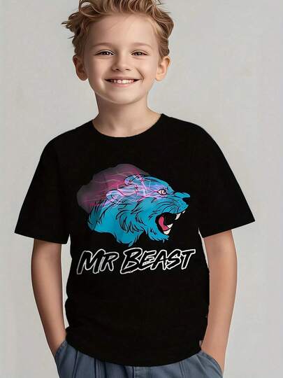 New R Children's T-Shirt MR BEAST Top T-Shirt Pattern High Quality 5-16 Year Old Children's Shirt Parent-Child Outfits Anime Merchandise Anime T-Shirt - Graphic T-Shirt, Exclusive T-Shirts For Premium Fans Unisex Casual Short-Sleeved Tees A Must-Have For Fans Suitable For Festivals, Parties, Homewear, Daily Commutes, Back-To-School Outfits And Concert Looks Printed And Shipped In The USA 100% Cotton T-Shirts Opaque, Versatile Basic Tees