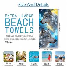 1pc Snow Wolf Beach Towel, Super Soft Microfiber Extra Large Beach Blanket, Super Absorbent Bath Towel, Suitable For Travel, Swimming Pool, Diving, Surfing, Yoga, Camping, Available In Multiple Sizes, Beach Accessories For Beach, Pool, Travel, Camping, Yoga - Multicolor - View 17