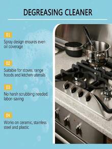 Multi-Purpose Degreasing Cleaning Spray, Effective For Removing Stubborn Grease Stains On Kitchen Stove, Oven, And Other Surfaces, Keeps The Kitchen Clean - 彩色 - 查看 6