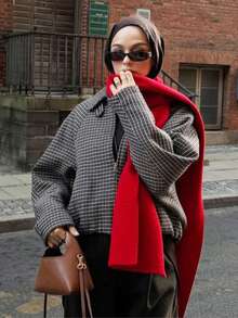 GMFP 女士休闲优雅时尚宽松纯色人字纹飞行员夹克，适合新年/情人节穿着