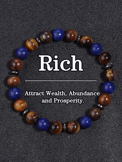 Lapis Lazuli & Tiger's Eye Bracelet: Confidence & Protection Stone, Good Luck Wealth, Stone Of Courage, Energy Healing Yoga Meditation Jewelry Gifts For Women Men