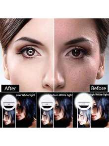 1pc Portable LED Selfie Ring Light, Makeup Mirror Light, USB Rechargeable, 3 Lighting Modes, Selfie Clip Lamp For Live Streaming, Video Conferencing, Photography, Manicure, Eyelash Extension, Tattoo, Skincare, Touch Control, Room Decor, Outdoor Camping, 150mAh Battery, Suitable For Selfie And Live Streaming, Portable Lighting - A - 查看 2