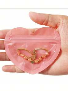 16pcs Heart-Shaped Resealable Bags, Cute Mini Gift Packaging Bags, Red & Pink Heart-Shaped Jewelry Pouches, Transparent Resealable Bags, Cute Snack Bags For Business, Wedding, Birthday, Holiday Parties, Baby Shower, Gender Reveal Party - Multicolor - View 5