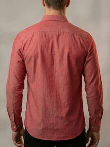 Camisa hombre  IMAPALA manga larga casual elegante con botones y cuello clásico SLIM FIT | camisa hombre, camisa manga larga, camisa elegante, camisa casual, camisa botones, camisa cuello clásico, camisa moderna, camisa versátil, camisa ligera, camisa formal hombre - rojo sandia - Ver 3