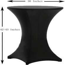 4 Pack 30x42 Inch Highboy Spandex Cocktail Table Covers, Black, Fitted Stretch Cocktail Table Tablecloth For Round Tables - 30英寸x42英寸,4件套,黑色 - 查看 8