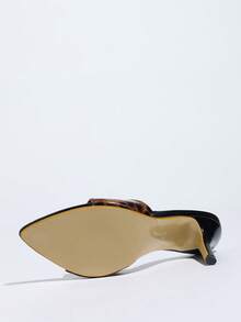 女士尖头细高跟鞋，时尚明星派对户外装扮，豹纹绑带设计搭配独特黑色鞋垫，高品质豹纹面料穆勒鞋，性感收腰宽鞋面，优雅正式场合豹纹黑色拖鞋，适合T台走秀、休闲、居家、户外、旅行，百搭派对鞋，春夏穿搭 - 黑色 - 查看 9