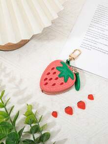 Unisex Cute Fruit PU Leather Keychain Coin Purse Earphone Holder - Blueberry Purple - Multicolor - View 11