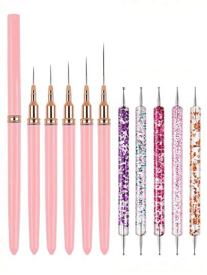 10/5/1 Pcs Nail Art Pen Set, Includes Nail Art Pens, Double-Ended Dotting Pens, Nail Design Pens, Drawing Pens, Double-Headed Dotting Pens, Fine Line Pens, UV Gel Nail Design Pens, Dotting Pen Set, Double-Headed Outlining Pens, Professional Nail Art Tool Kit, Suitable For Nail Art Beginners, Professionals, Nail Salons, Home DIY, Girls And Women