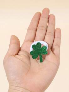 8pcs St. Patrick's Day Hair Ties Cute Sparkly Glitter Clover Rubber Bands Cute Shamrock Ponytail Holder Festive Hair Ring Lucky Clover Hair Rope Kids Baby Hair Accessories - Green - View 9