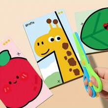 62件套折纸工艺设计套装，儿童剪纸手工艺术套装，趣味剪纸工艺，手工纸艺套装，包含1把安全剪刀，圣诞节、复活节礼物 - 彩色 - 查看 1