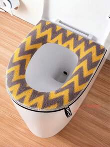 Thickened Zipper Toilet Seat Cover, Warm For Winter - Multicolor - View 9