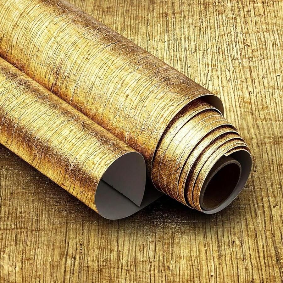 Very Berry Sticker Yellow Gold Peel And Stick Wallpaper (24\ X 78\, 1 Pack) Contact Paper Peel And Stick, Decorative Gold Wallpaper For Cabinets, Drawers, Furniture & Walls - 黃金 - 查看 1