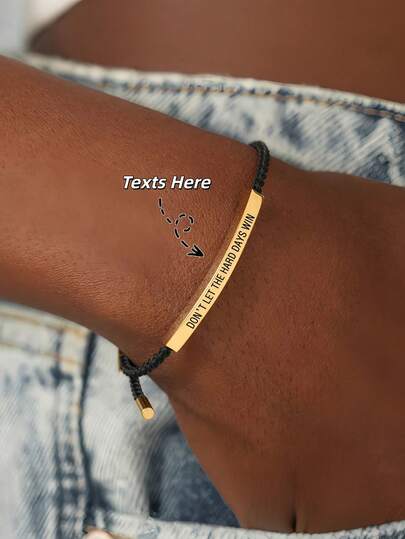 1pc Customized Braided Rope Letter Bracelet | Handmade Custom Text Women's Bracelet | Personalized Engraved Name Women's Bracelet | Adjustable Personalized Bracelet | Custom Couple Bracelet | Customized Holiday Gift Commemorative Name Bracelet | Minimalist Women/Men's Bracelet | Wedding Jewelry Anniversary Valentine's Day Gift For Girlfriend Wife New Year Gift For Her