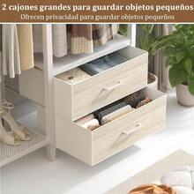 Perchero Reversible 115x40x200 cm Armario con 6 Niveles y 2 Cajones Perchero Resistente con Estantes Armario Portátil Independiente Sistema de Guardarropa con Ganchos Colgadores Beige - Beis - Ver 4