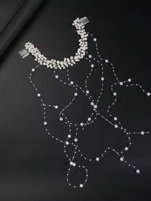 1pc Handmade Pearl Pendant Tassel Hair Clip, Beautiful Cross-Border European And American Style Hair Accessory For Wedding, Party, And Bridal Hairstyles