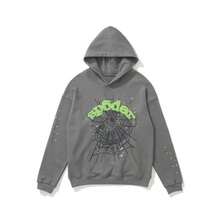 Spider Web & Floral Print Hip-Hop Hoodie Set – USA Trending Oversized Loose Fit, Unisex Men's & Women's Streetwear, Bold Graphic Pullover Sweatshirt, European-American Style Fashion Pick - Grey - View 2