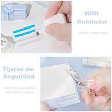 Juego de Suministros de Oficina,Mini Kit de Suministros de Oficina Portáti, Juego de 8 Accesorios de Computadora con Tijeras,Mini Grapadora, Perforadora de Agujeros,Cinta Adhesiva etc. (blanco) - Blanco - Ver 5