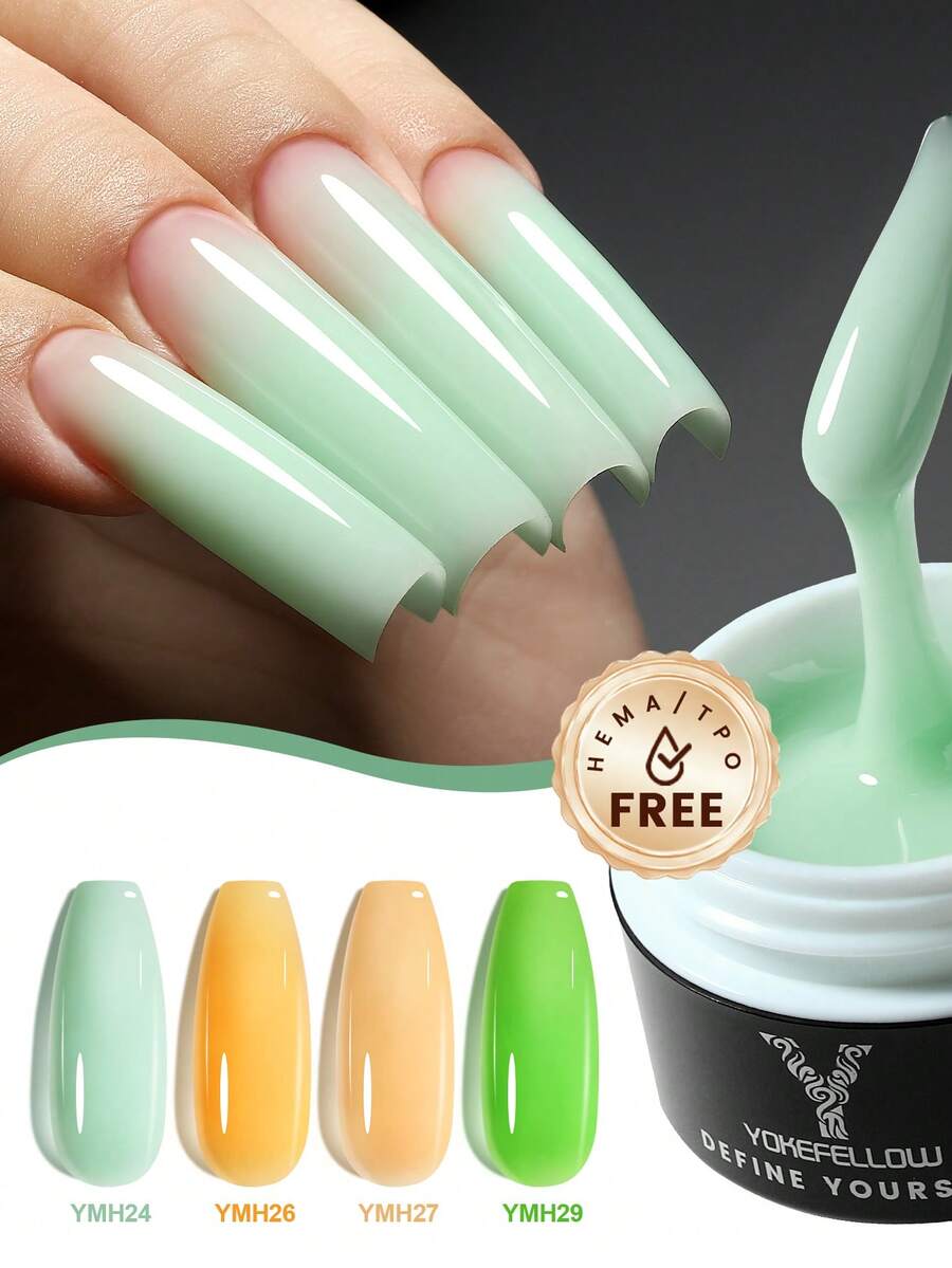 YOKEFELLOW 15g Nail Extension Builder Nail Gel Jelly Green Orange Builder Nail Gel For Nail Nail Extension Summer Nails & Long-Lasting Nail Strengthener Nails Enhancement Nail Art Salon DIY At Home Manicure & For A Gift - 彩色 - 查看 1