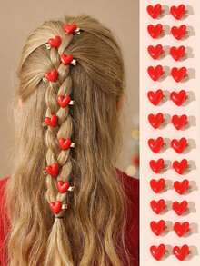 Bộ 10 kẹp tóc hình trái tim màu đỏ dành cho bé gái, thích hợp trang trí dịp Lễ Tình nhân và Năm mới, phù hợp để trang trí hàng ngày. - Nhiều màu - Xem 1