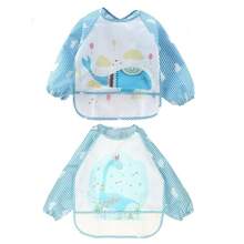 2pcs Baby Reversible Long Sleeve Bibs, Infant Toddler Feeding Smock, Art Painting Apron For Boys And Girls - Multicolor - View 9