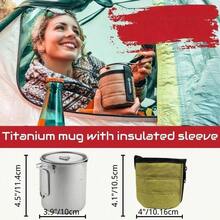 750ml Camping Titanium Pot, Includes A Heat-Insulating Cup Sleeve | Comes With An Insulated Cup Sleeve, 132g Lightweight, Large Capacity, Titanium Camping Drinkware - 750 Titanium - View 7
