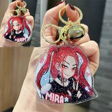 1pc K-Pop Girl Group Cartoon Idol Bell Keychain, Anime Keyring, Small Gift, Car Key Chain, Bag Charm - Multicolor - View 8