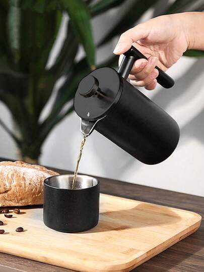 1 350ml 304 Stainless Steel Press Pot, Coffee Pot, French Hand Brewed Coffee Utensil, Double-Layer Insulated Coffee Pot For Brewing Tea, Suitable For Coffee Shops, Coffee Corners, And Courtyard Receptions