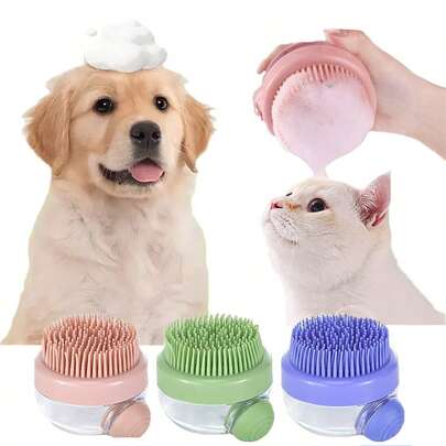 1pc Pet Bathing Brush, Pet Bathing Comb Glove, Cat Massage Deshedding Brush, Dog Grooming Fur Cleaning Supplies For Poodle, Teddy Bear