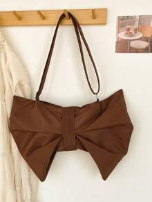 Cute Large Capacity Fashion Bow Crossbody Bag For Women - Brown - View 2