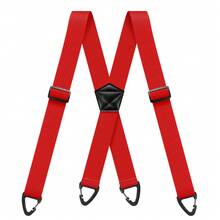 Tirantes ocultos para hombres Tirantes de trabajo ajustables elásticos de 1,6 de ancho resistentes con 4 tirantes en la espalda en X con 4 bucles a presión para pantalones AOUQ - Rojo - Ver 17
