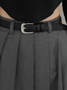 1条女士亮银色扣环腰带，学生青年装饰裤腰带，简约高端新款腰带，女士装饰搭配半身裙、牛仔裤腰带，夏季百搭时尚，日常通勤腰带 - 彩色 - 查看 9