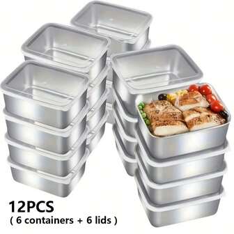 Juego de 12 recipientes de acero inoxidable a prueba de fugas con tapas transparentes - Apilables para el hogar, la oficina y los viajes | Preparación de comidas, artículos esenciales para acampar y almacenamiento elegante