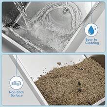 Caja de Arena para Gatos de Acero Inoxidable con Tapa: tamaño XL y Lados Altos para Gatos Grandes. Cuenta con Superficie Antiadherente para una fácil Limpieza. Incluye Alfombrilla de Arena y Cuchara - plateado - Ver 6