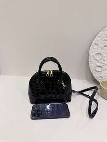 Sac à main vintage en coquillage, sac à épaule parfait et charmant pour femmes - Noir - Voir 3